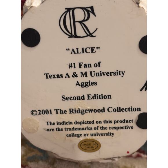 Texas A&M Aggies Alice Cheer Christmas Festive Snowman Figurine Decoration 7'' - Picture 5 of 5